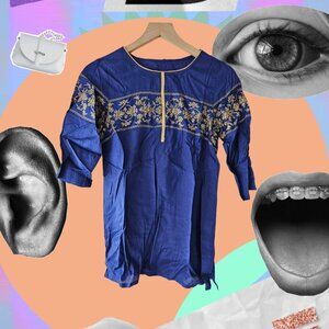 Royal Blue Embroidered Tunic - New with Tags